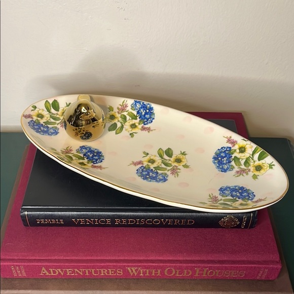 MacKenzie-Childs Wildflowers Golden Bird Oval Trinket Tray Cottagecore Garden - Picture 1 of 7